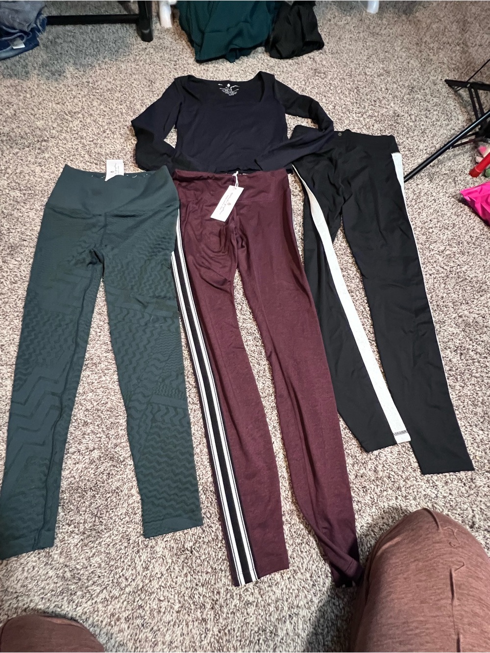 Spiritual Gangster Legging Trio - Burgundy, Forest Green, Black